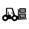 Forklift truck loading the boxes. Illustration of forklift truck is raising a pallet - vector