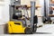 Forklift truck Stock. Logistics. Sending goods. Storage. Transportation of goods. Carton boxes.