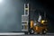 Forklift Truck in the volumetric light. 3d Rendering