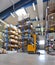 Forklift truck in a warehouse of a commercial enterprise, high r