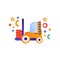 Forklift truck, warehouse industrial machinery flat vector Illustration on a white background
