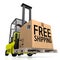 Forklift vehicle, free shippin concept - 3D rendering