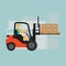 Forklift in warehouse isolated on background