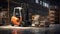 Forklift in a warehouse. Lifting and moving loads