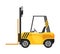 Forklift warehouse or storage equipment. Yellow machine without driver isolated on white background. Delivery, shipment