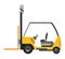 Forklift warehouse or storage equipment. Yellow machine without driver isolated on white background. Delivery, shipment