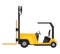 Forklift warehouse or storage equipment. Yellow machine without driver isolated on white background. Delivery, shipment