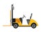 Forklift warehouse or storage equipment. Yellow machine without driver isolated on white background. Delivery, shipment