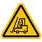 Forklift, warning sign, yellow triangle shape, vector icon