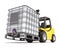 Forklift with water storage tank