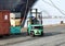 Forklift with worker in the habor, Germany