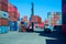 Forklift working in Container yard For shipping For import and export