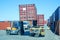 Forklift working in Container yard For shipping For import and export