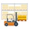 Forklift working in a warehouse