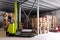 Forklifter stacker in warehouse