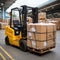 Forklifts lift goods in industrial settings or warehouses for export and import shipping containers