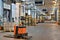 Forklifts pallet truck in loading dock inside cold storage wa