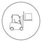 Forklifts truck Lifting machine Cargo lift machine Cargo transportation concept icon in circle round outline black color vector