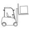 Forklifts truck Lifting machine Cargo lift machine Cargo transportation concept icon outline black color vector illustration flat