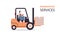 Forkplift driver loading cardboard boxes in warehouse product goods shipping delivery service concept