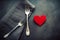 Forks heart valentine dish. Generate Ai