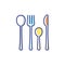 Forks, knives and spoons RGB color icon