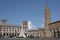 Forli Italy: Aurelio Saffi square with church of San Mercurial