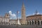 Forli Italy: Aurelio Saffi square with church of San Mercurial