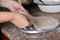 Form milking pelmeni, put dough