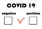Form for the results of medical tests of the coronavirus COVID 19
