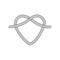 The form and shape of the heart out of the loop and rope knot, rope or cable, isolated vector illustration.