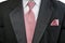 Formal Black Suit with Pink Tie and Handkerchief