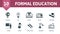 Formal Education set icon. Editable icons formal education theme such as geography, history, graduation and more.