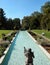 Formal garden with classical fountain