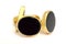 Formal gold and oval black onyx cufflinks