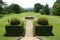 Formal yew topiary garden in England, Europe.