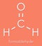 Formaldehyde methanal molecule. Important indoor pollutant. Skeletal formula.