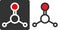 Formaldehyde pollutant molecule, flat icon style. Atoms shown as circles. Known carcinogen. Atoms shown as color-coded circles (