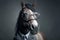 Formally dressed horse sporting glasses in portrait. Generative AI