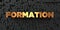 Formation - Gold text on black background - 3D rendered royalty free stock picture