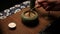 Formation of incense shape. Chinese tea ceremony