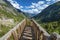 The Formazza Valley, Piedmont, Northern Italy: summer panorama. Color image.