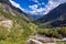 The Formazza Valley, Piedmont, Northern Italy: summer panorama. Color image.
