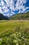 The Formazza Valley, Piedmont, Northern Italy: summer panorama. Color image.