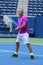 Former captain of the USA Davis Cup team Patrick McEnroe in action during 2018 US Open exhibition match