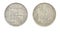 former Czechoslovakia coin 2 koruny year 1991 obverse and reverse side on white background