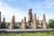 Former factory tiles and bricks tall chimneys