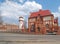 Former infantry barracks and a water tower on the territory of a military town. Baltiysk, Kaliningrad region