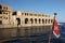 Former Lazzaretto Isolation hospital and Maltese flag