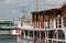 Former passengers boat near the city bridge